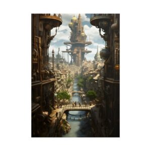 Steampunk City Canal Poster