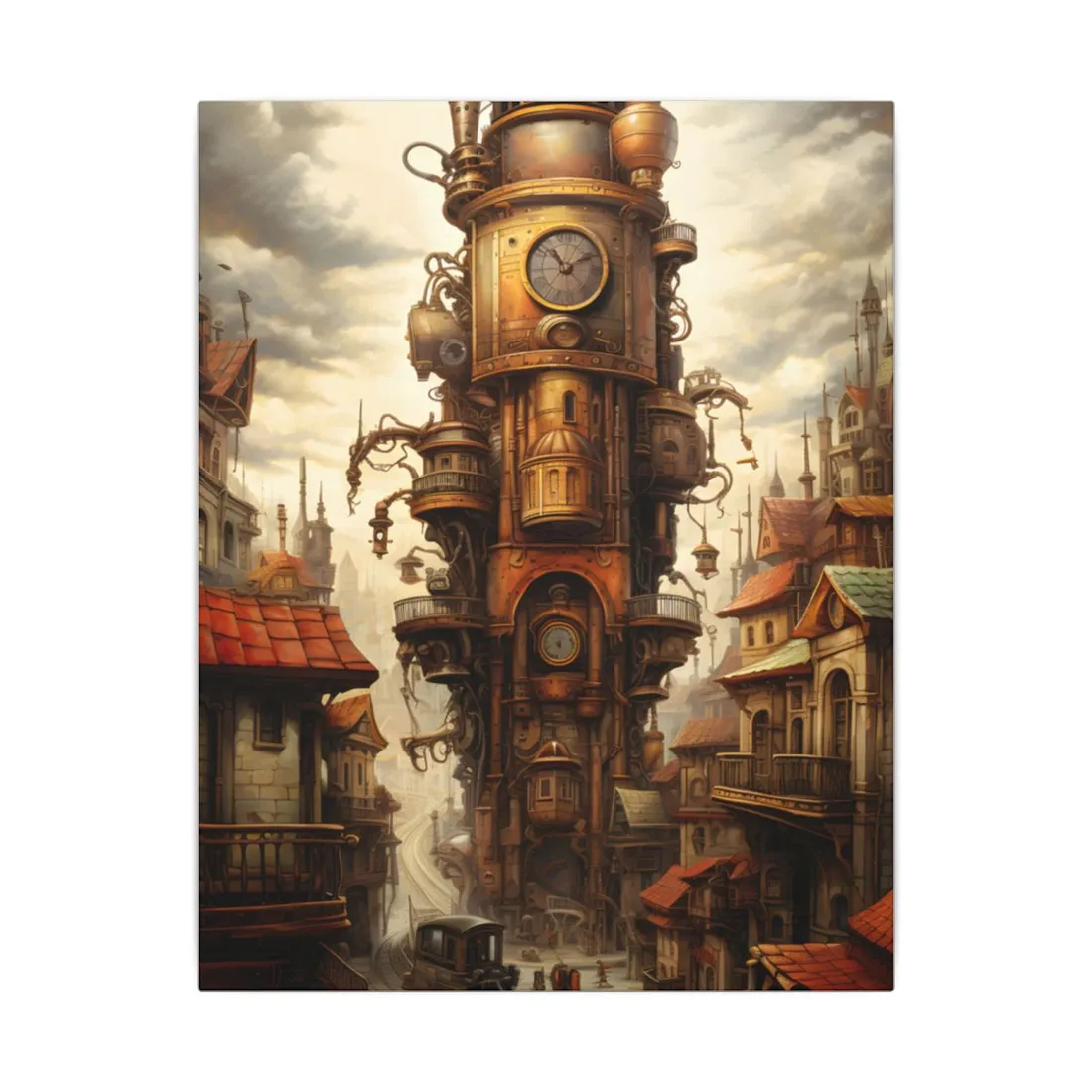 Steampunk Paris 1875: Vintage Cityscape Industrial Art - Canvas