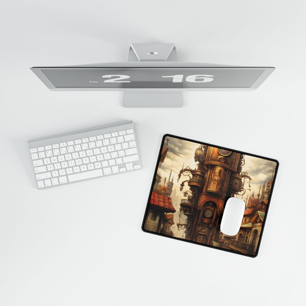 Steampunk Paris 1875: Vintage Cityscape Industrial Art - Desk Mat