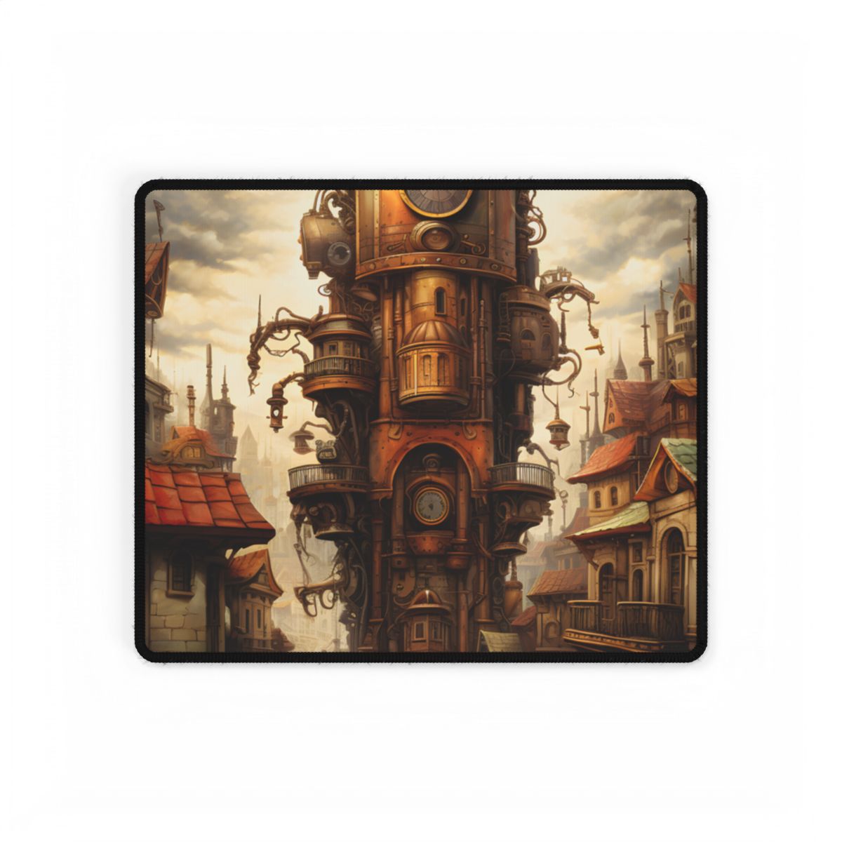 Steampunk Paris 1875: Vintage Cityscape Industrial Art - Desk Mat