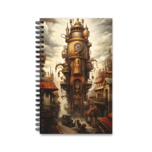 Steampunk Clock Tower City Spiral Notebook