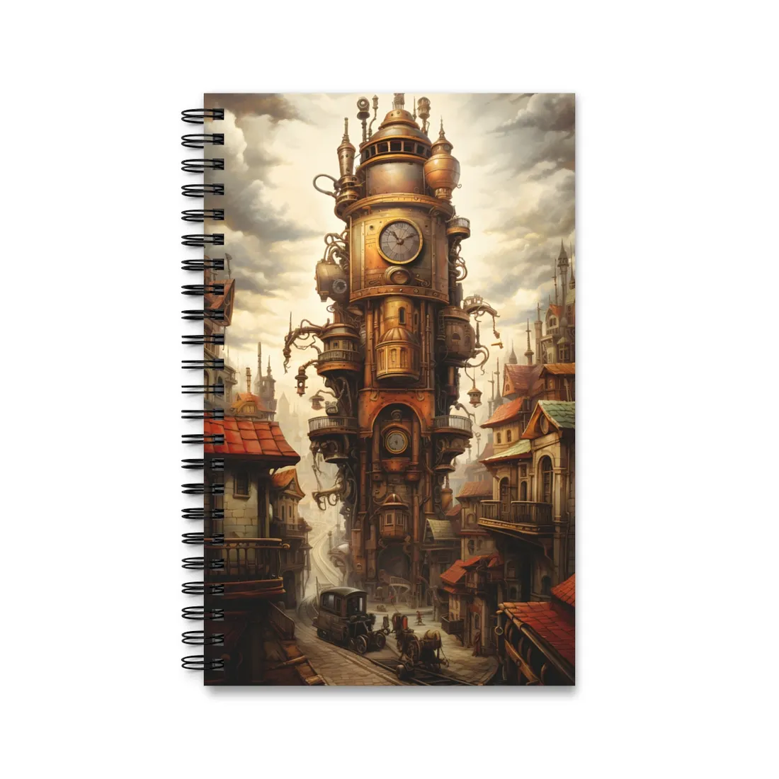 Steampunk Paris 1875: Vintage Cityscape Industrial Art - Spiral Notebook