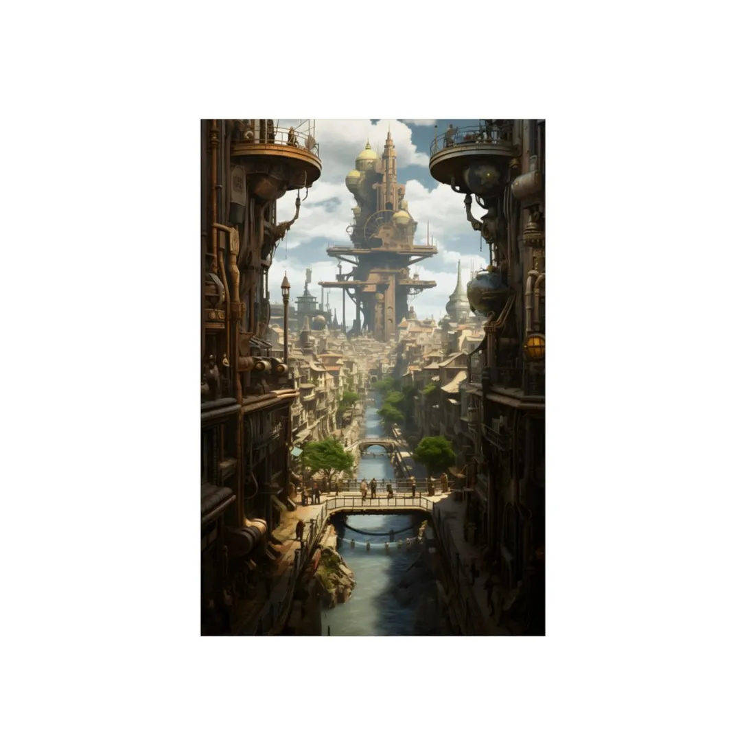 Steampunk Paris 1875: Vintage Cityscape - Metal Poster