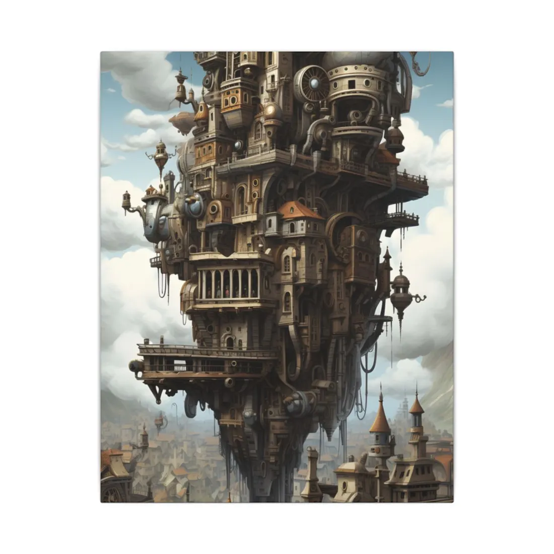 Steampunk Paris Cityscape: Colorful 19th Century - Canvas