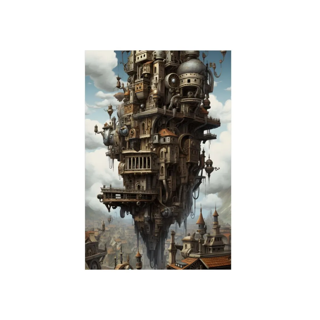 Steampunk Paris Cityscape: Colorful 19th Century - Metal Poster