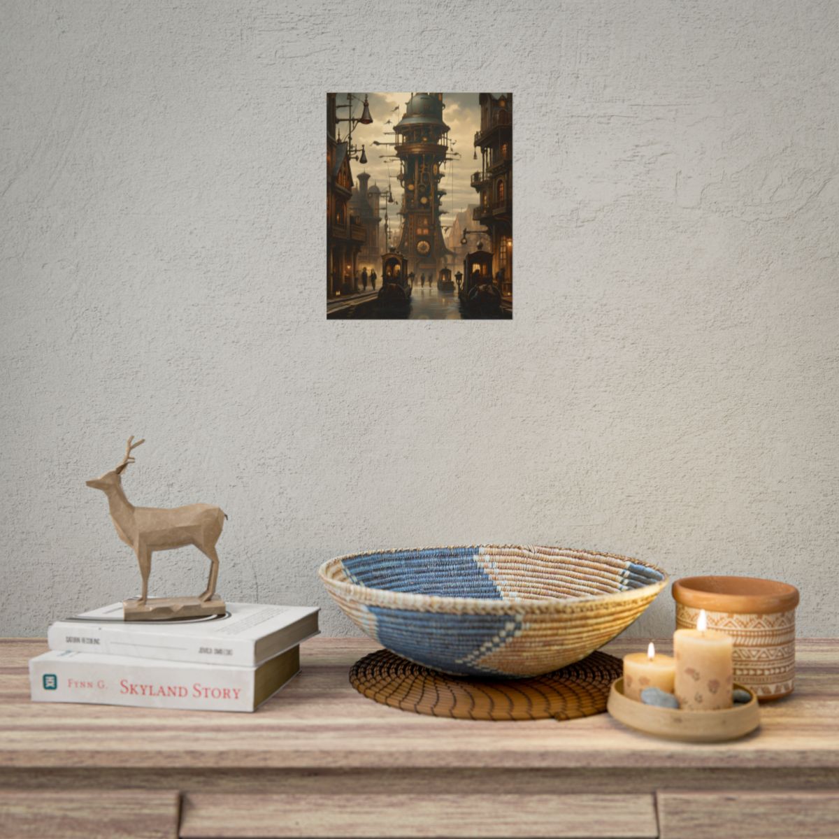 Steampunk Paris Cityscape: Vintage Clock Tower Artwork - Poster