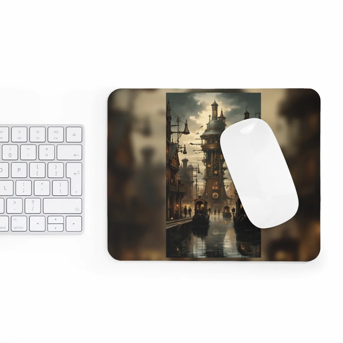Steampunk Paris Cityscape: Vintage Clock Tower - Mouse Pad