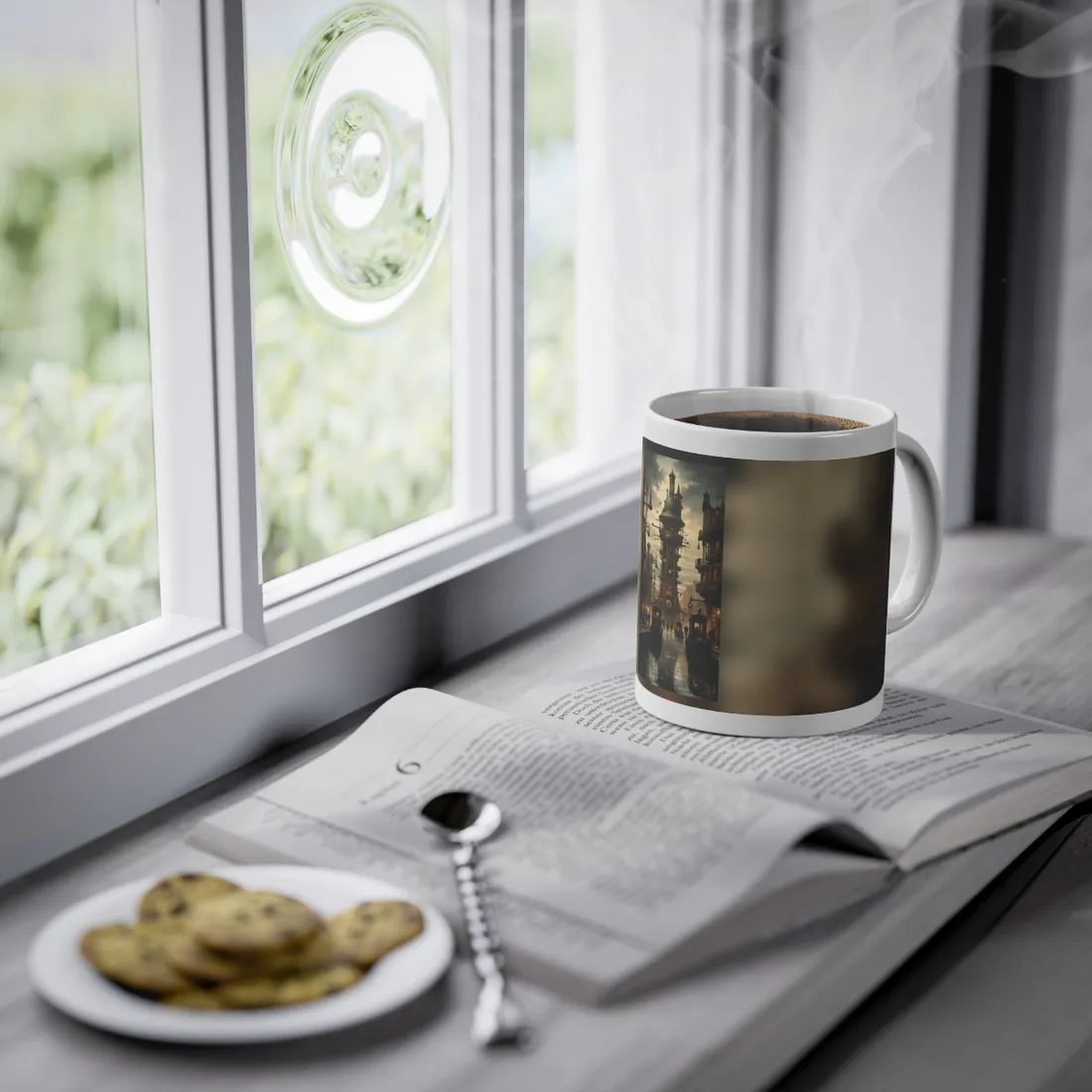 Steampunk Paris Cityscape: Vintage Clock Tower - Mug