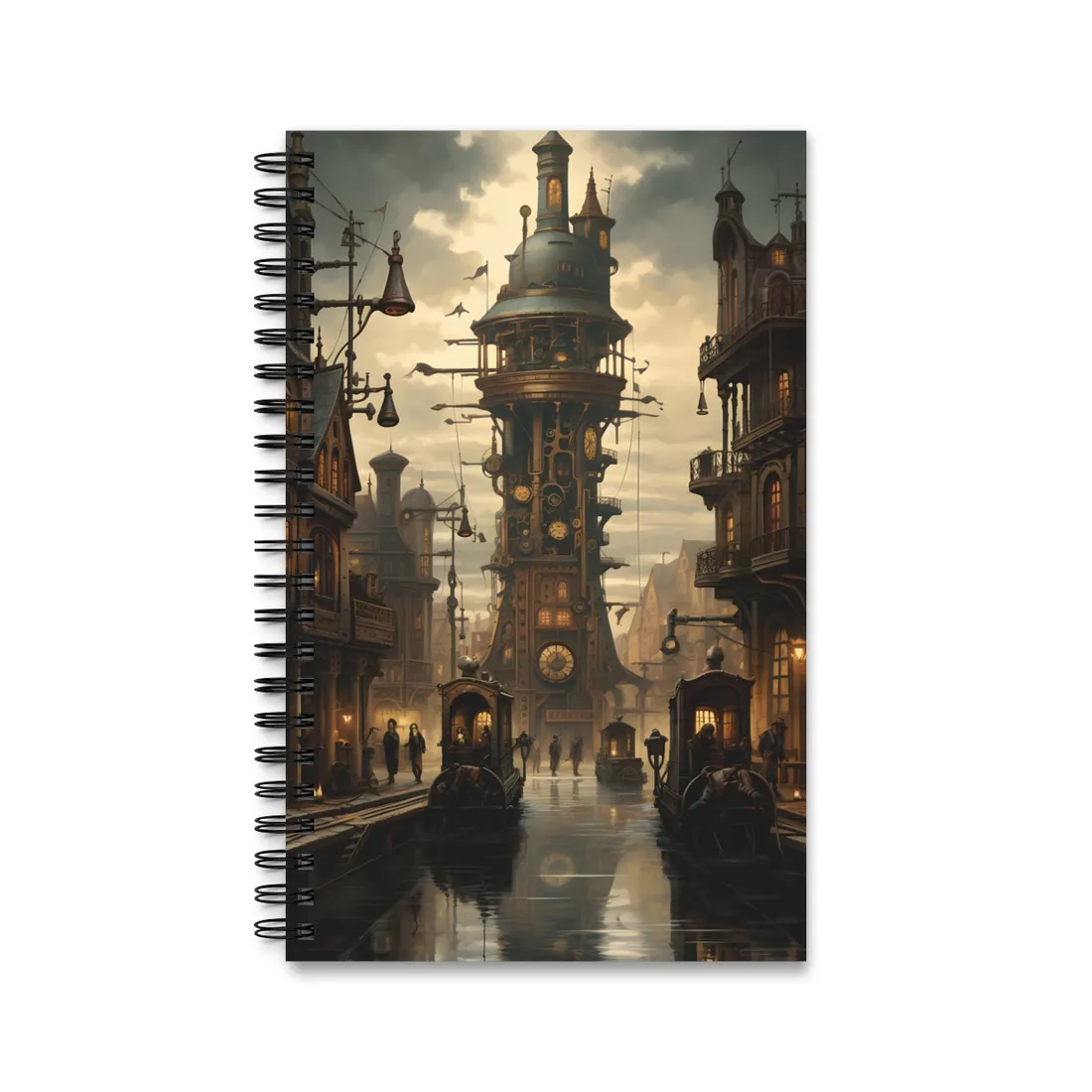 Steampunk Paris Cityscape: Vintage Clock Tower - Spiral Notebook