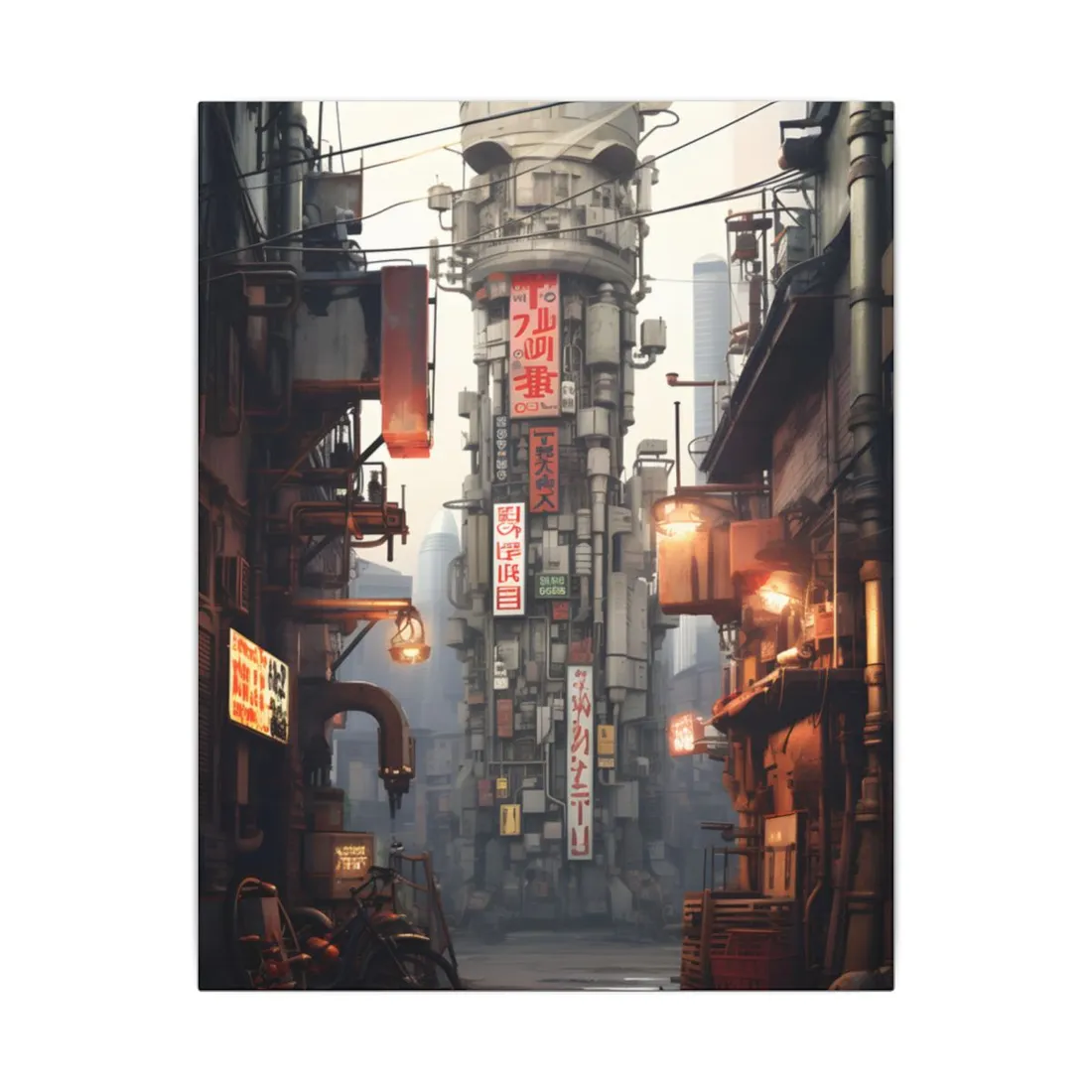 Steampunk Post-Apocalypse: Detailed Cityscape Digital Art - Canvas