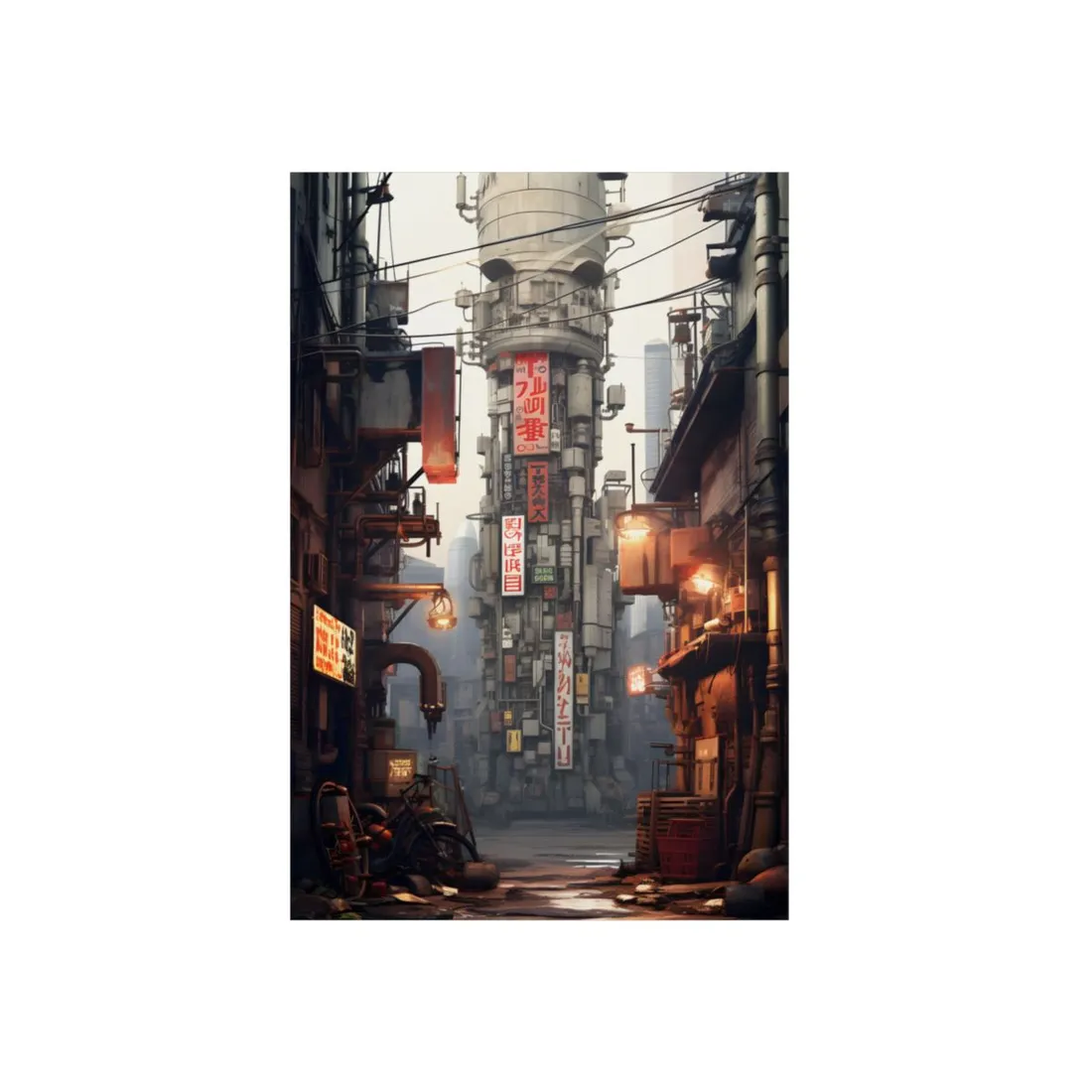 Steampunk Post-Apocalypse: Detailed Cityscape Digital Art - Metal Poster
