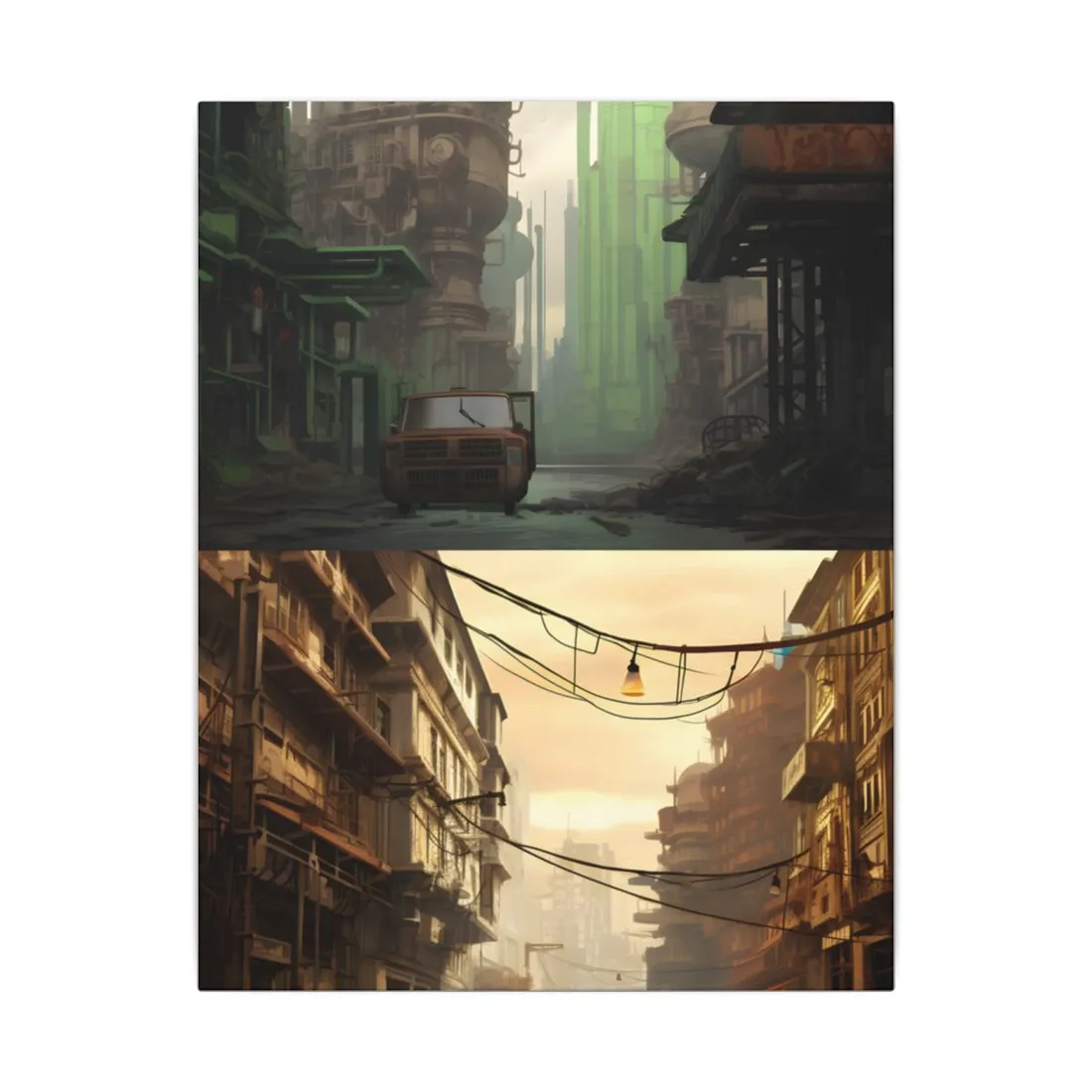 Steampunk Post-Apocalypse: Ruins of a Thriving City - Canvas