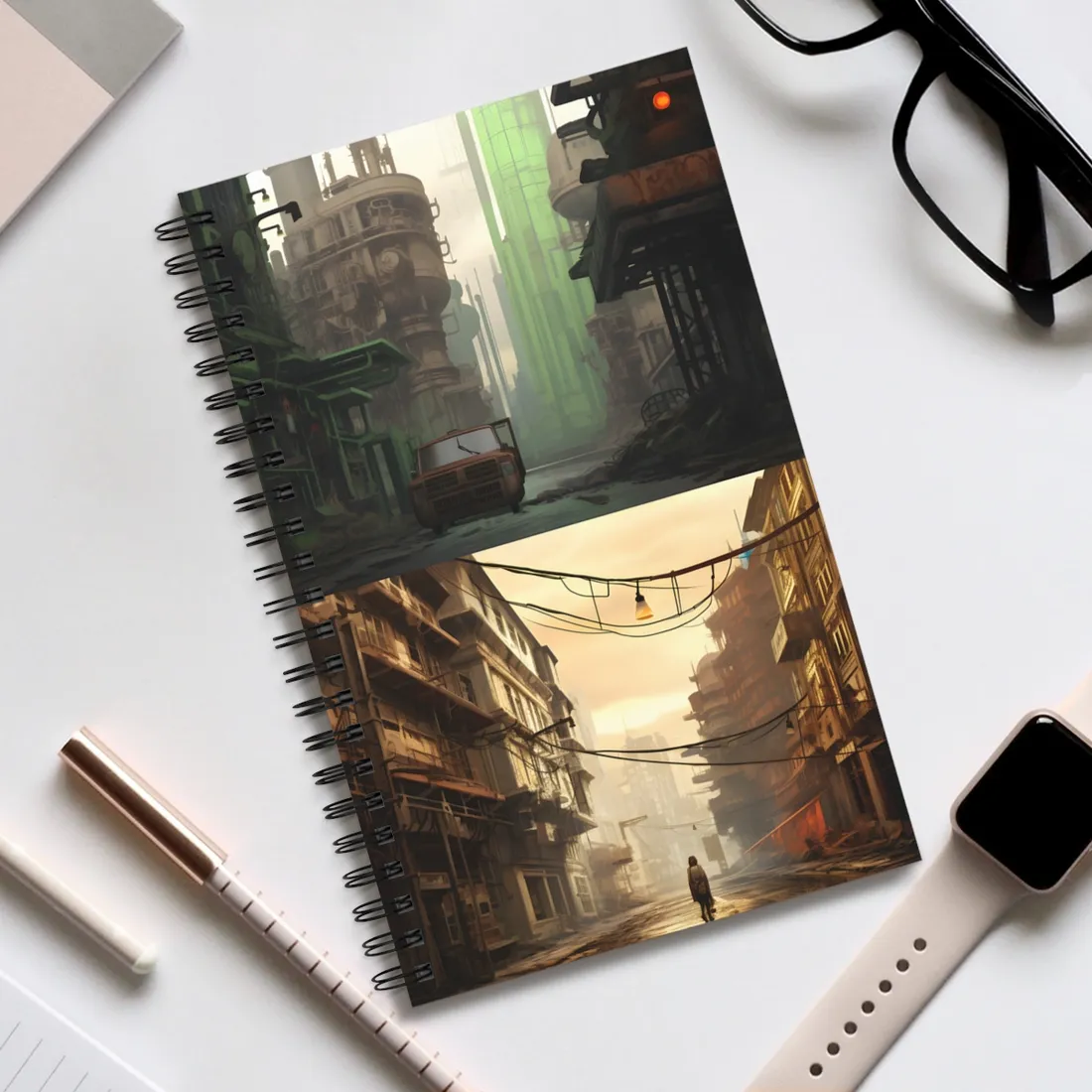 Steampunk Post-Apocalypse: Ruins of a Thriving City - Spiral Notebook