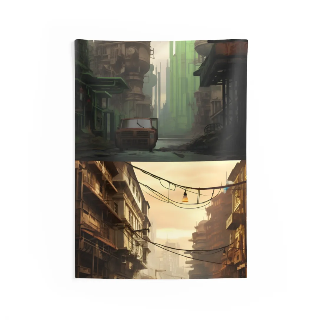 Steampunk Post-Apocalypse: Ruins of a Thriving City - Wall Tapestry