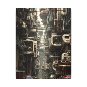 Futuristic Alley with Pipes Canvas Print