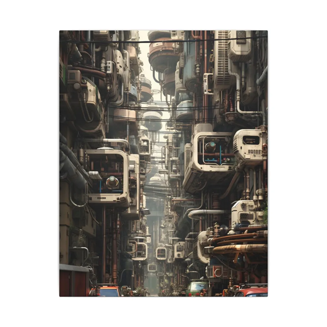 Steampunk Post-Apocalyptic City: Nighttime - Canvas