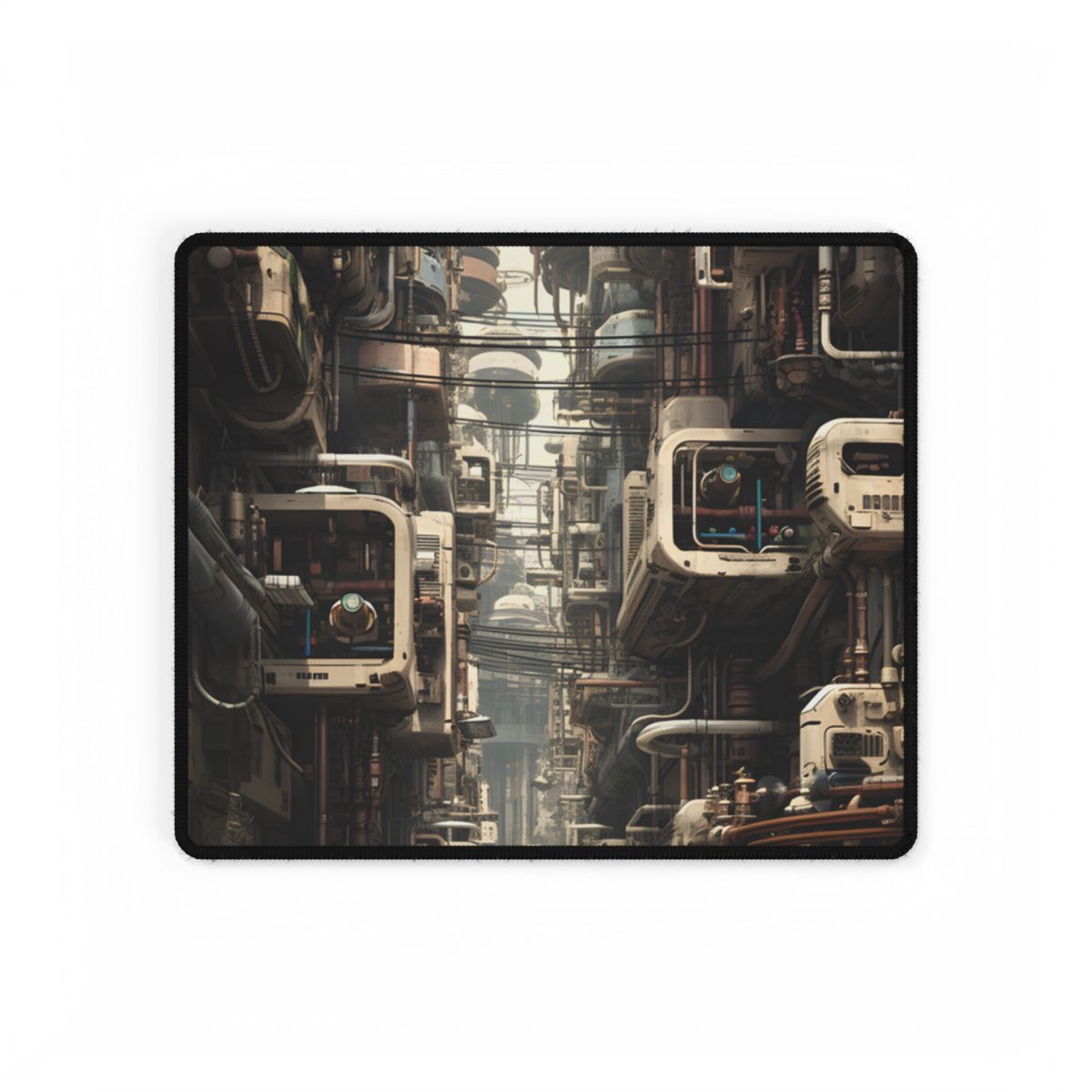 Steampunk Post-Apocalyptic City: Nighttime Digital Artwork - Desk Mat