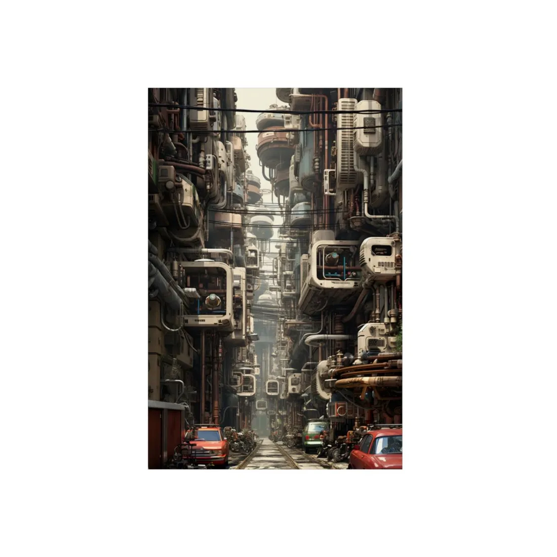 Steampunk Post-Apocalyptic City: Nighttime - Metal Poster