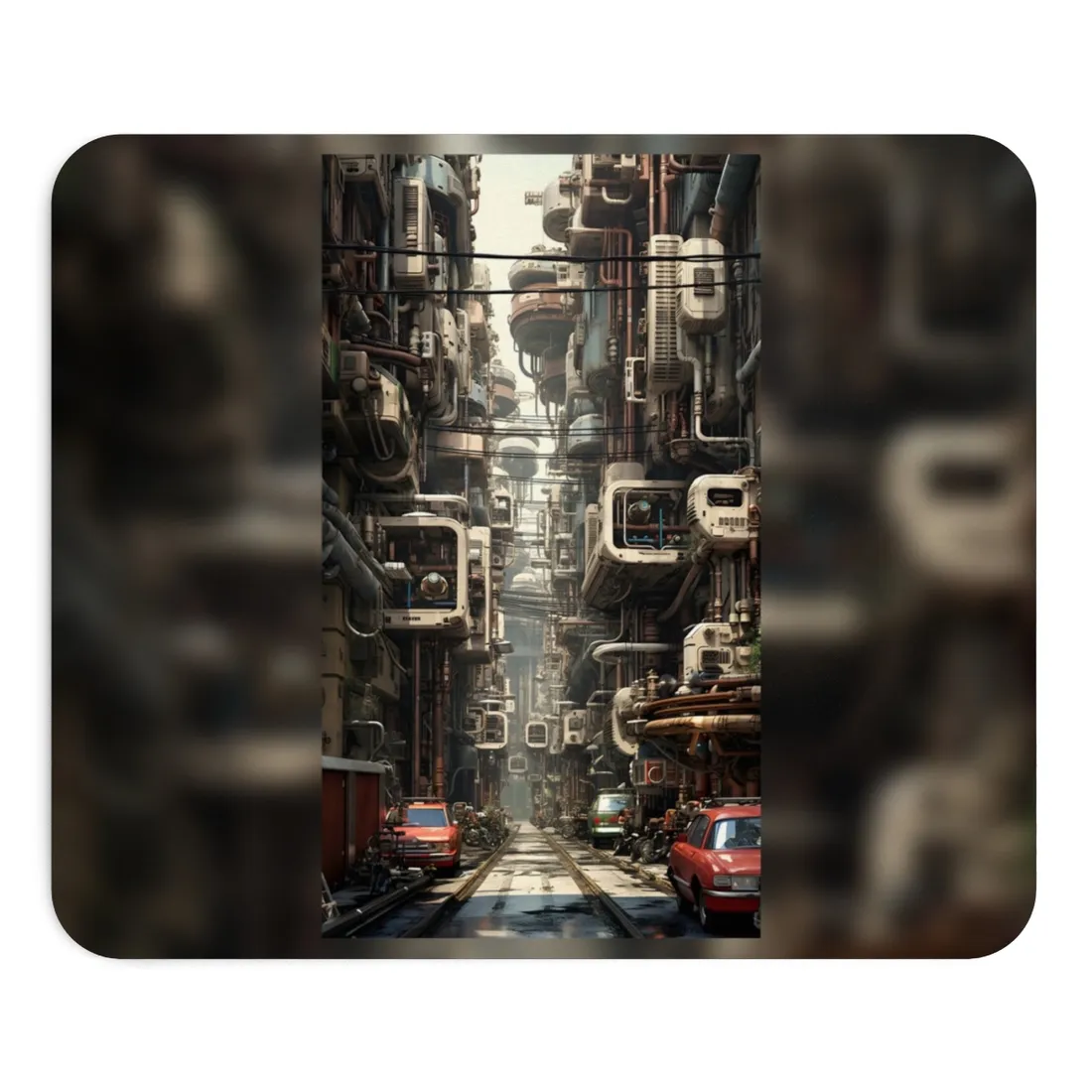 Steampunk Post-Apocalyptic City: Nighttime - Mouse Pad