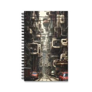 Futuristic Alley with Pipes Spiral Notebook