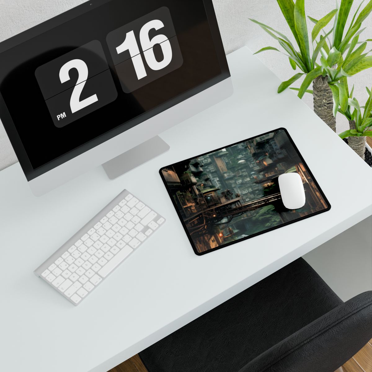 Steampunk Post-Apocalyptic Cityscape: Industrial Dreams & Urban Decay - Desk Mat