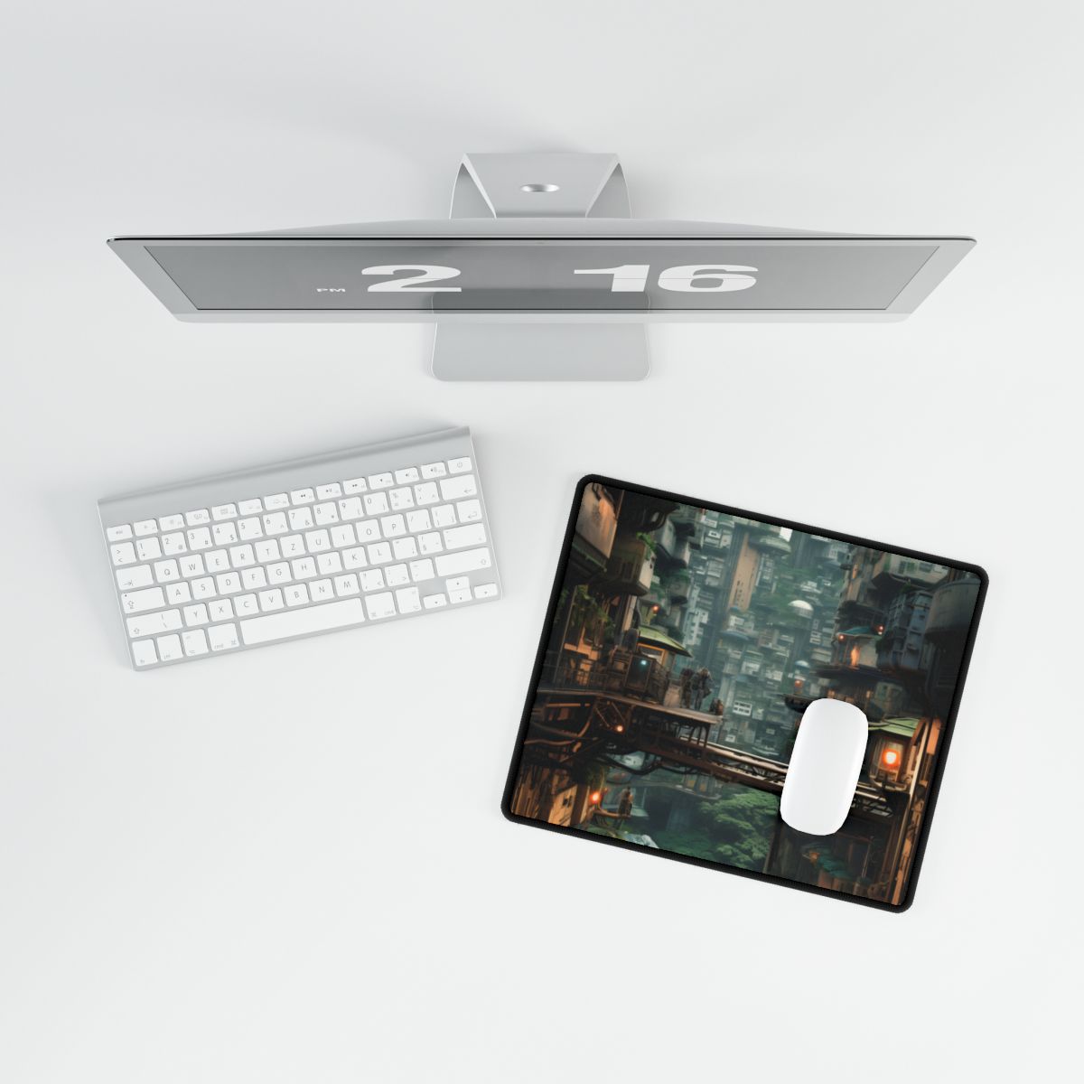 Steampunk Post-Apocalyptic Cityscape: Industrial Dreams & Urban Decay - Desk Mat