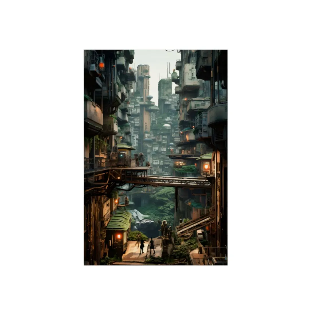 Steampunk Post-Apocalyptic Cityscape: Industrial Dreams & Urban Decay - Metal Poster