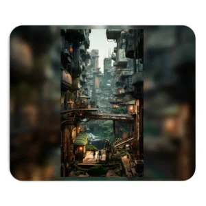 Overgrown Cliffside City Bridge Mouse Pad