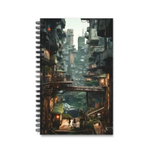 Overgrown Cliffside City Bridge Spiral Notebook