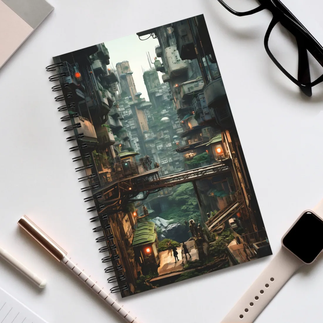 Steampunk Post-Apocalyptic Cityscape: Industrial Dreams & Urban Decay - Spiral Notebook