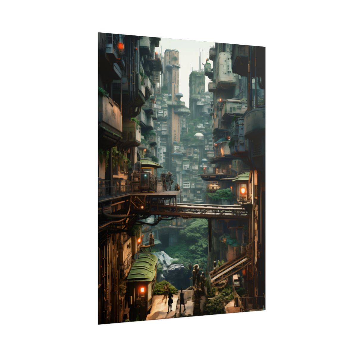 Steampunk Post-Apocalyptic Cityscape: Industrial Dreams & Urban Decay - Poster