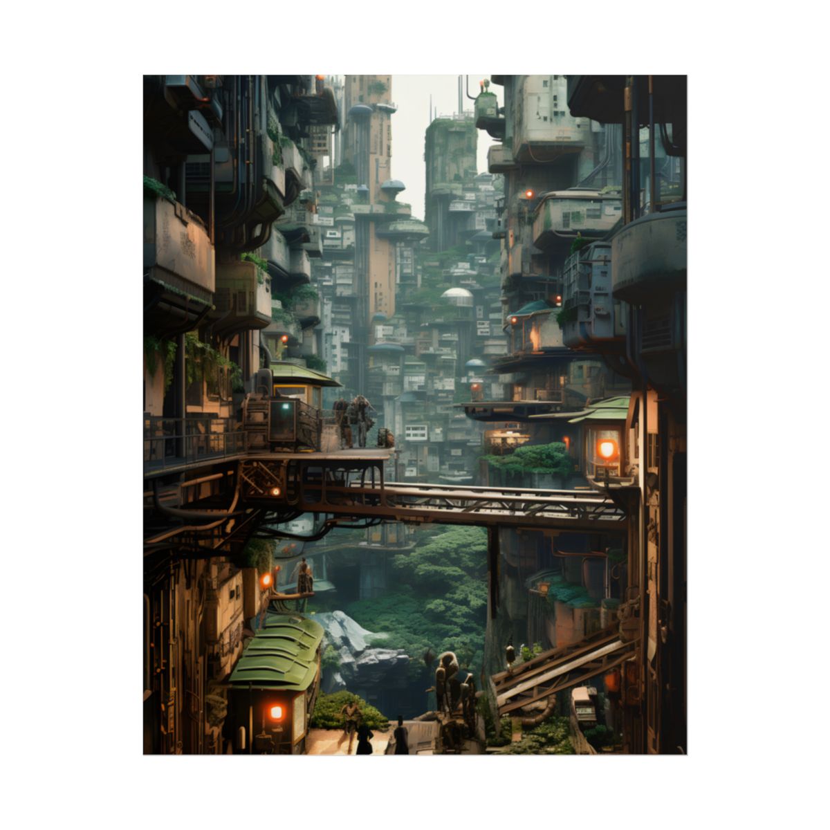 Steampunk Post-Apocalyptic Cityscape: Industrial Dreams & Urban Decay - Poster