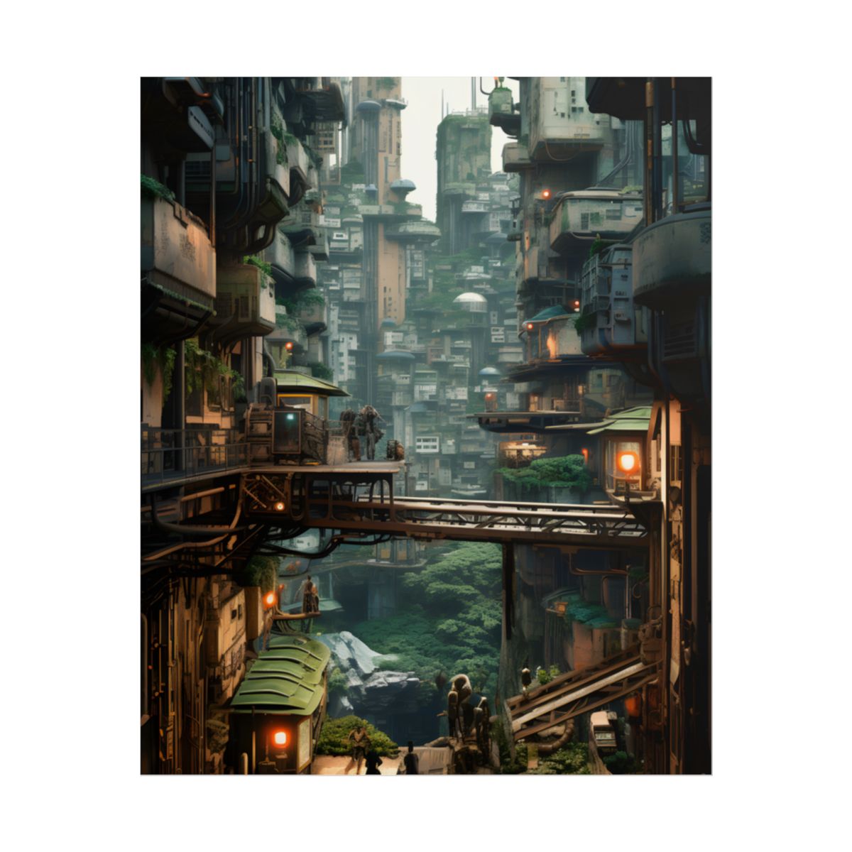 Steampunk Post-Apocalyptic Cityscape: Industrial Dreams & Urban Decay - Poster