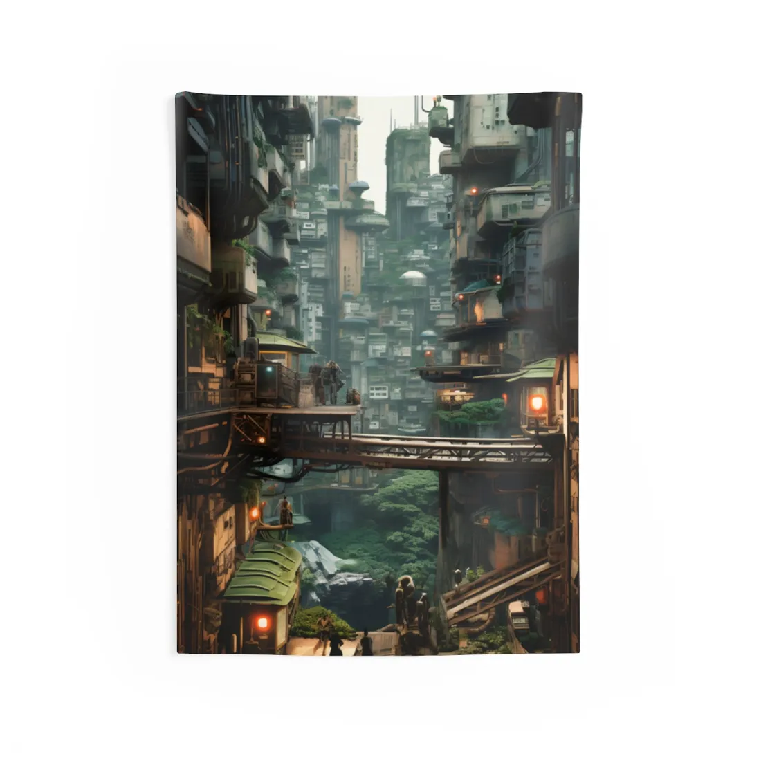 Steampunk Post-Apocalyptic Cityscape: Industrial Dreams & Urban Decay - Wall Tapestry