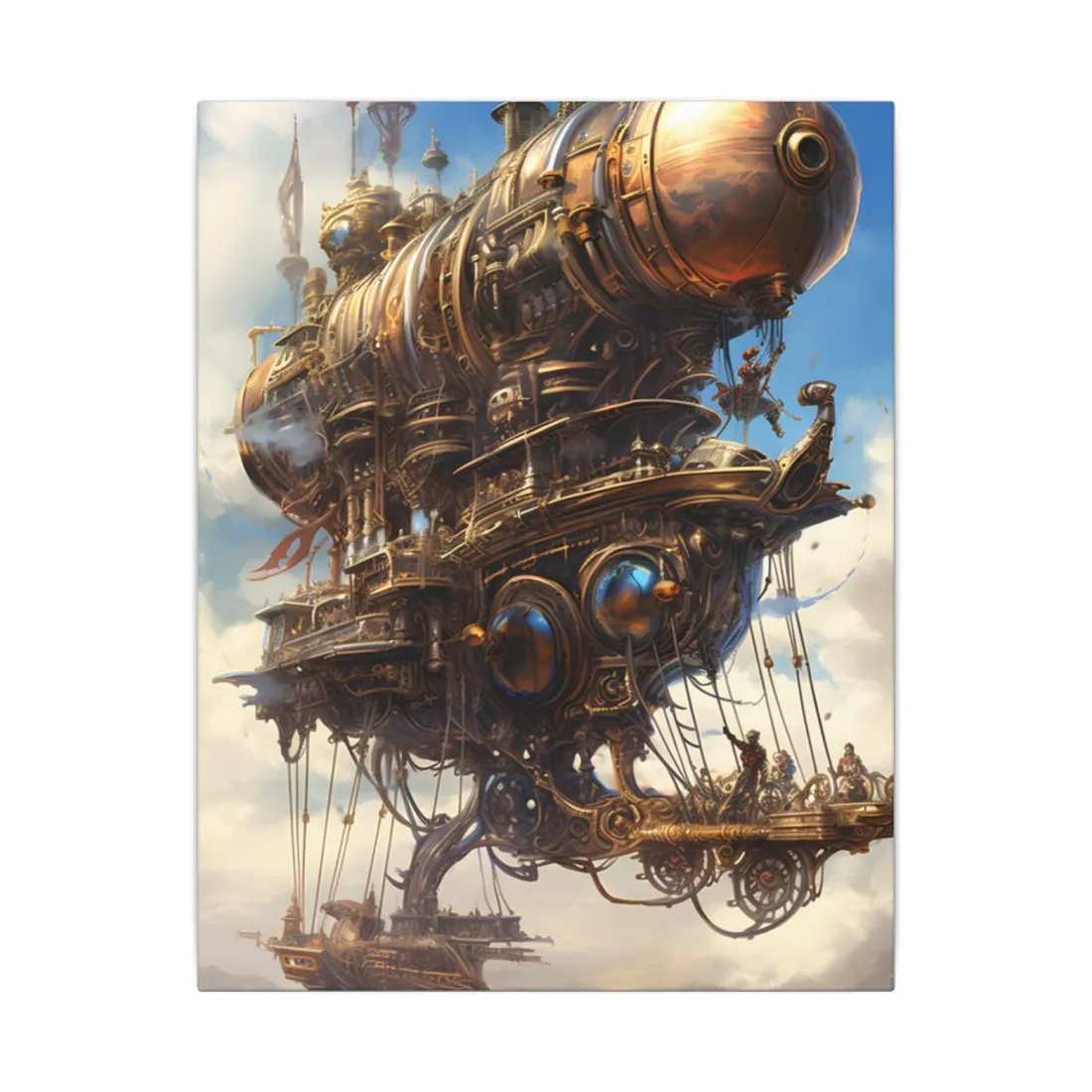Steampunk Sky-Liner Race: Industrial City Dusk - Canvas