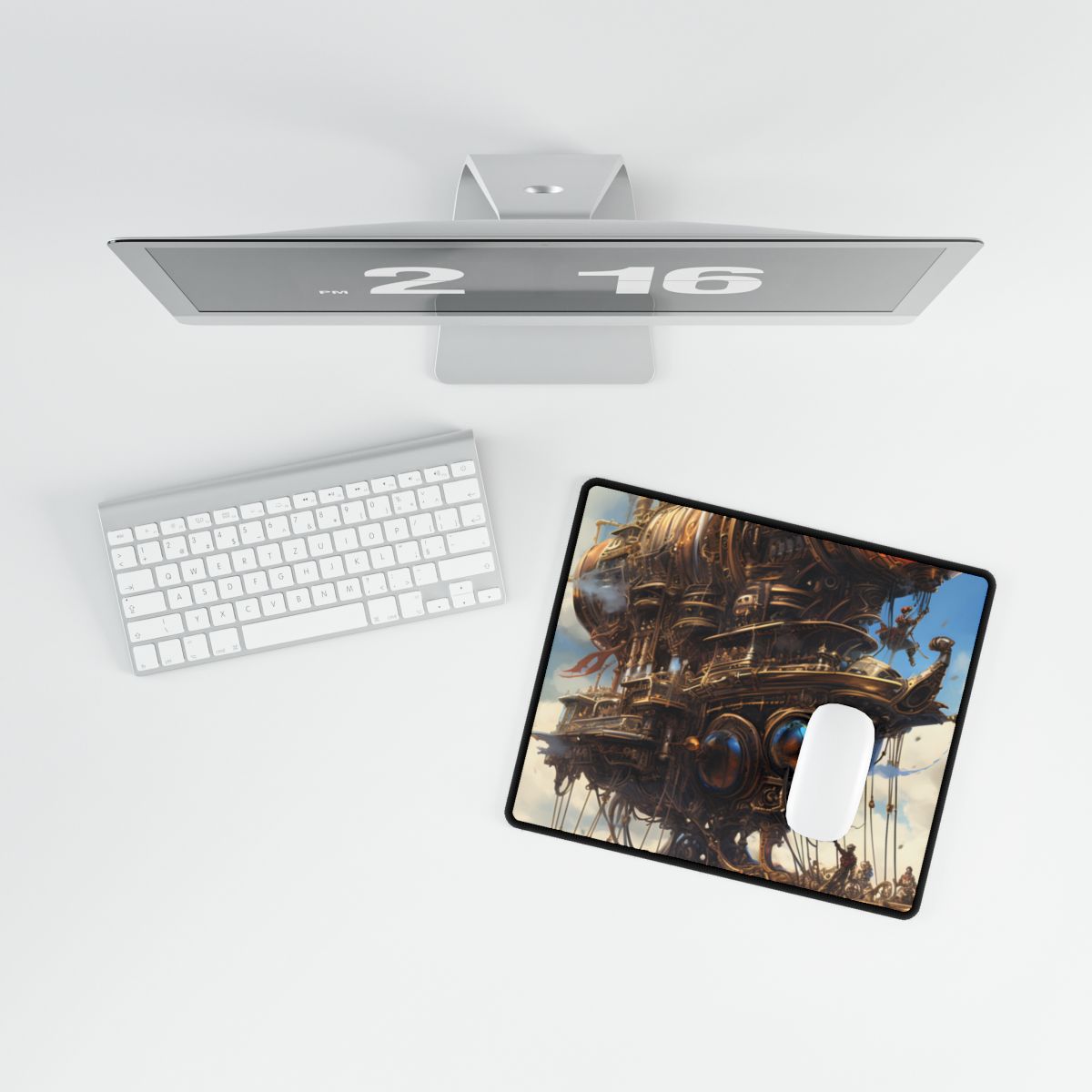 Steampunk Sky-Liner Race: Industrial City Dusk - Desk Mat