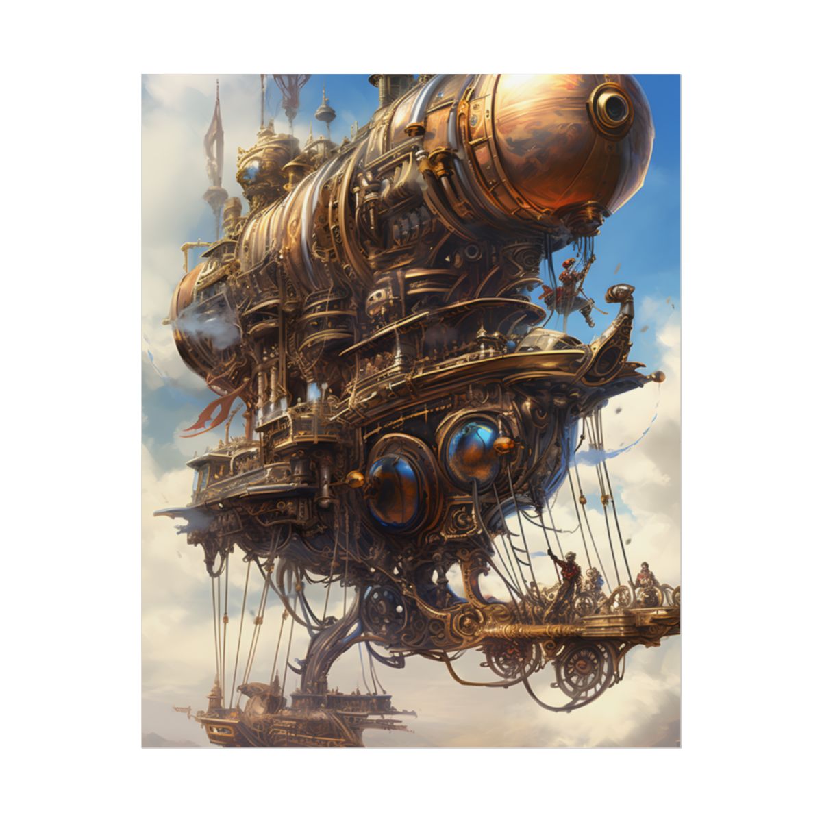Steampunk Sky-Liner Race: Industrial City Dusk - Poster