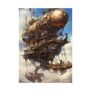 Steampunk Airship over Clouds Poster