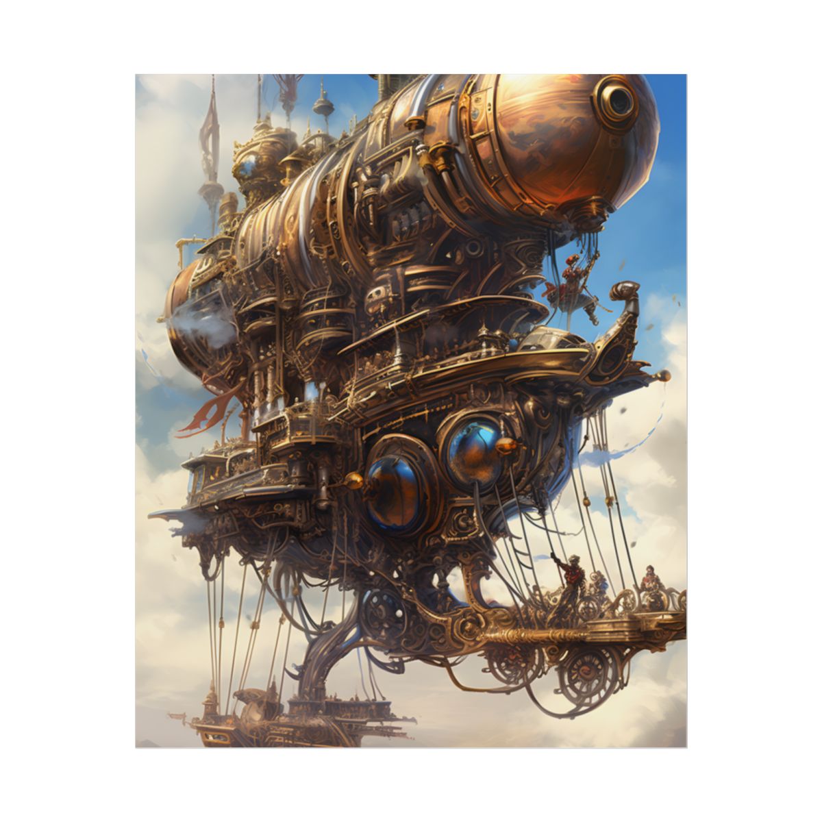 Steampunk Sky-Liner Race: Industrial City Dusk - Poster
