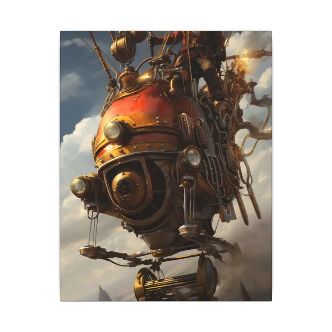 Steampunk Sky-Liner Race: Vintage Airships in Thrilling Mid-Air Pursuit - Canvas