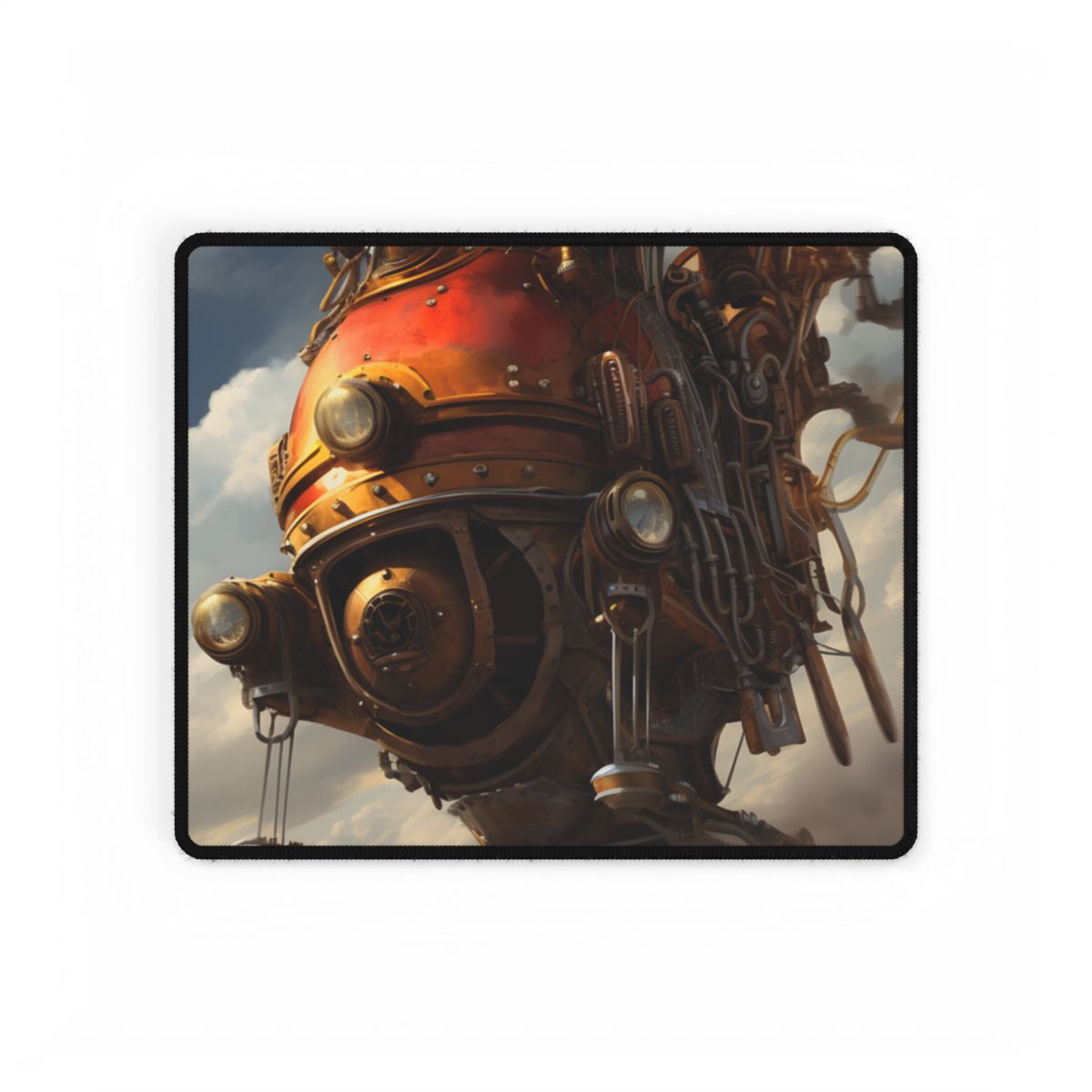 Steampunk Sky-Liner Race: Vintage Airships in Thrilling Mid-Air Pursuit - Desk Mat