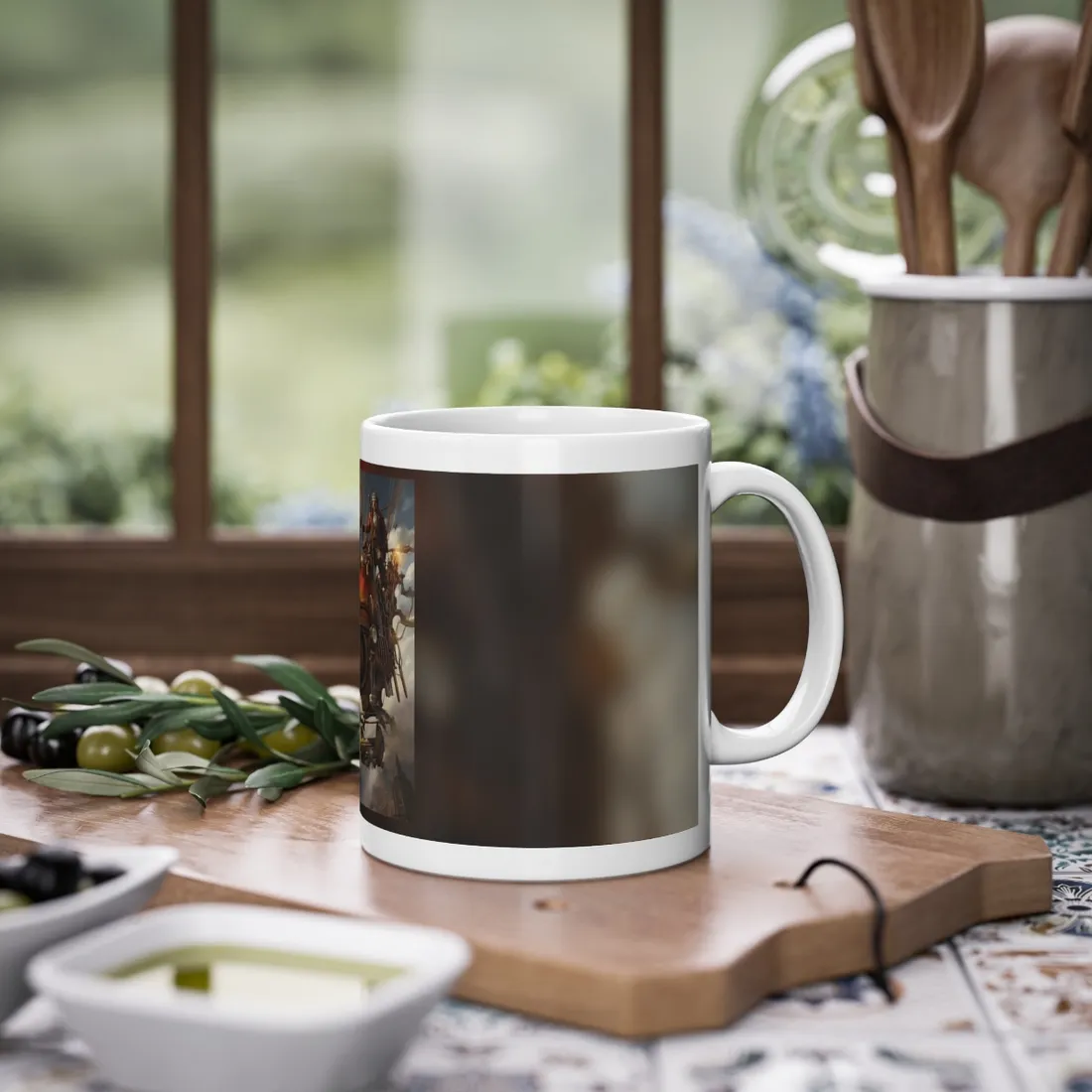 Steampunk Sky-Liner Race: Vintage Airships in Thrilling Mid-Air Pursuit - Mug