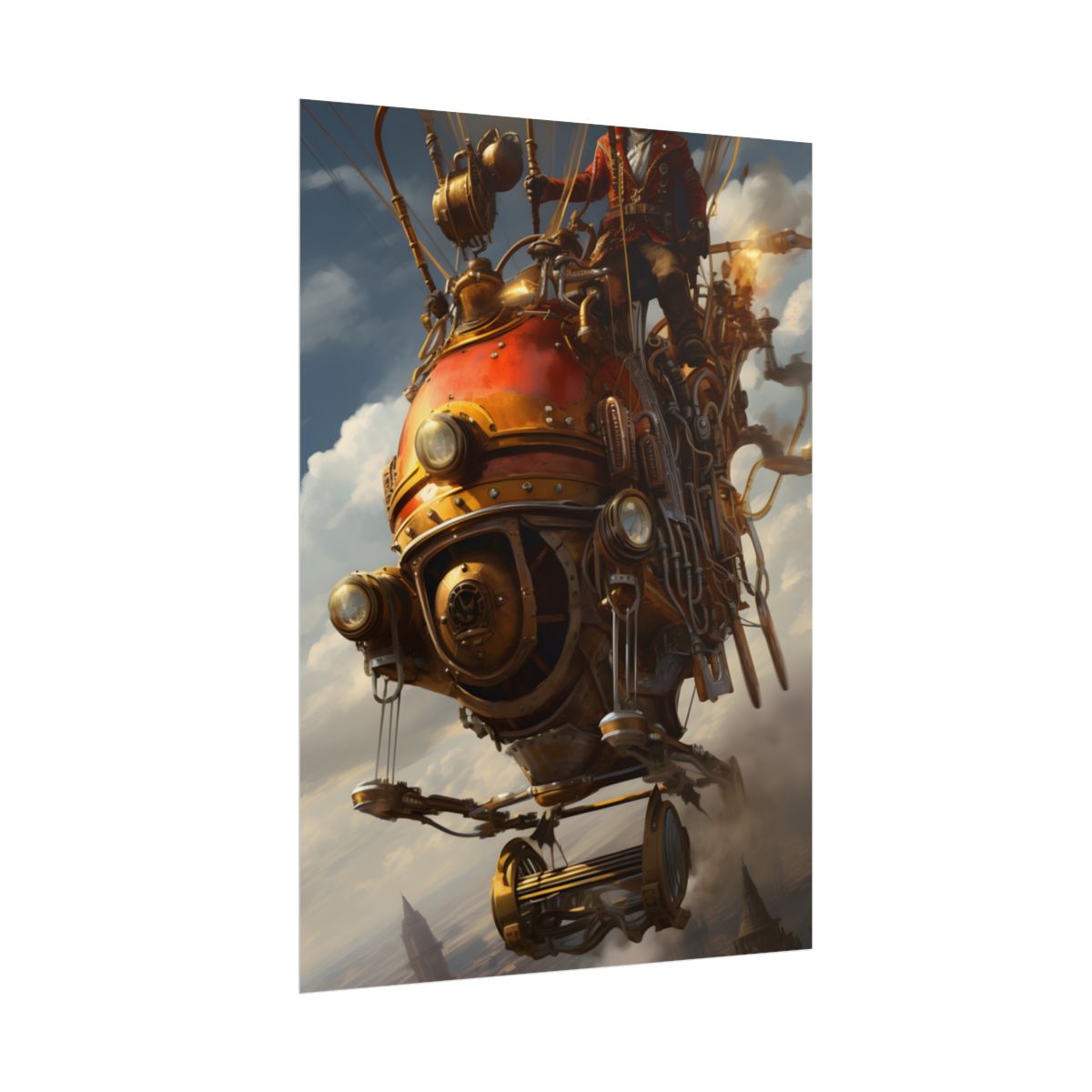 Steampunk Sky-Liner Race: Vintage Airships in Thrilling Mid-Air Pursuit - Poster
