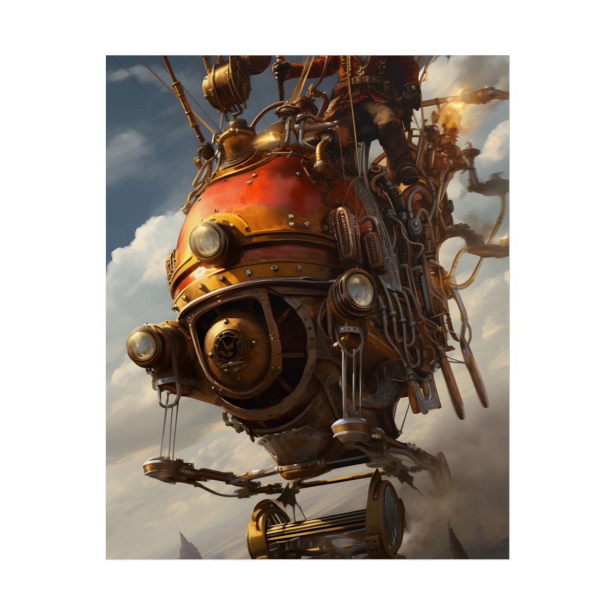 Steampunk Sky-Liner Race: Vintage Airships in Thrilling Mid-Air Pursuit - Poster