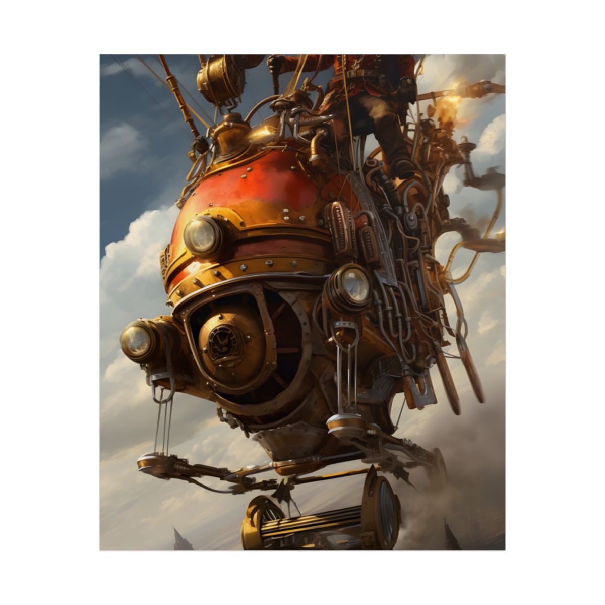 Steampunk Sky-Liner Race: Vintage Airships in Thrilling Mid-Air Pursuit - Poster