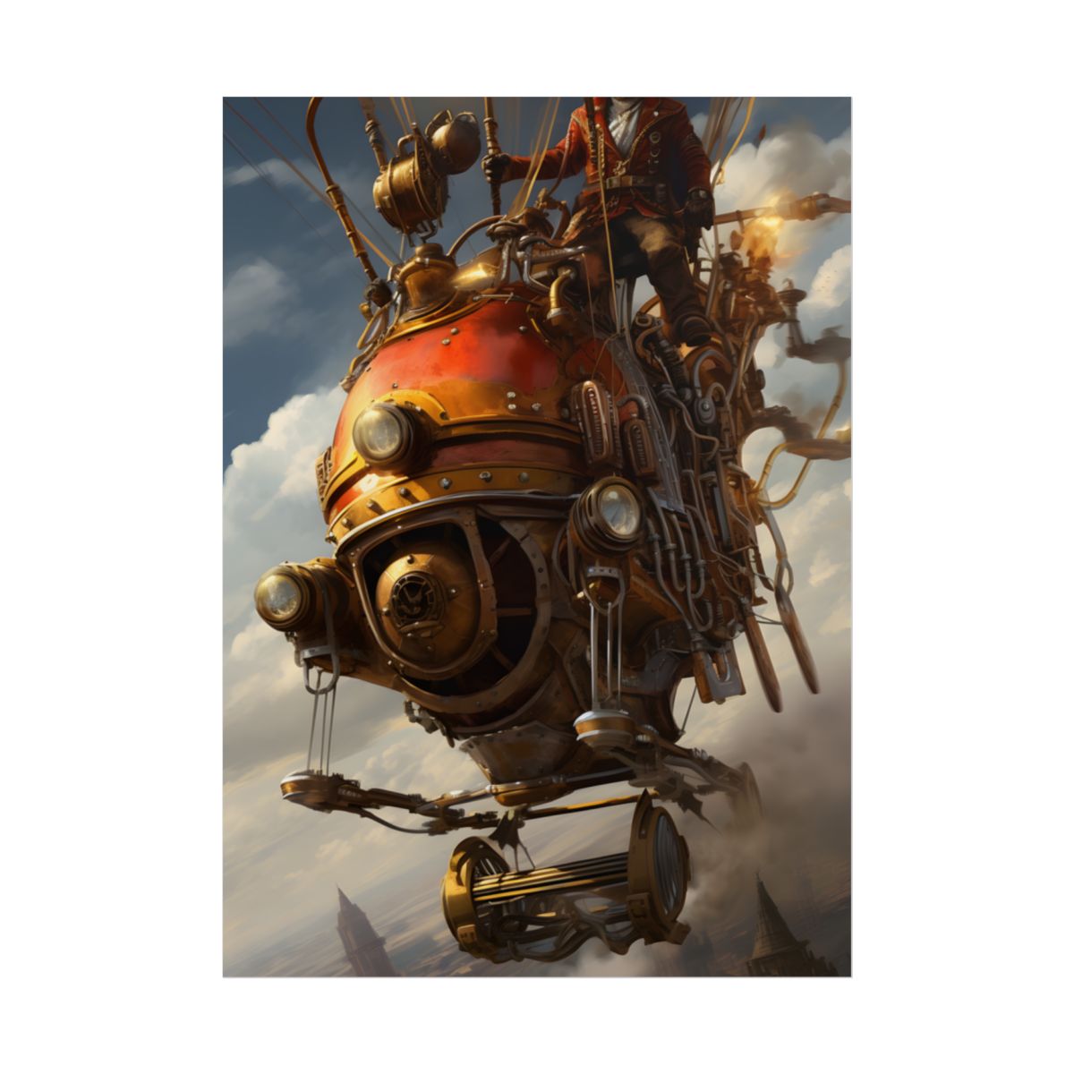 Steampunk Sky-Liner Race: Vintage Airships in Thrilling Mid-Air Pursuit - Poster