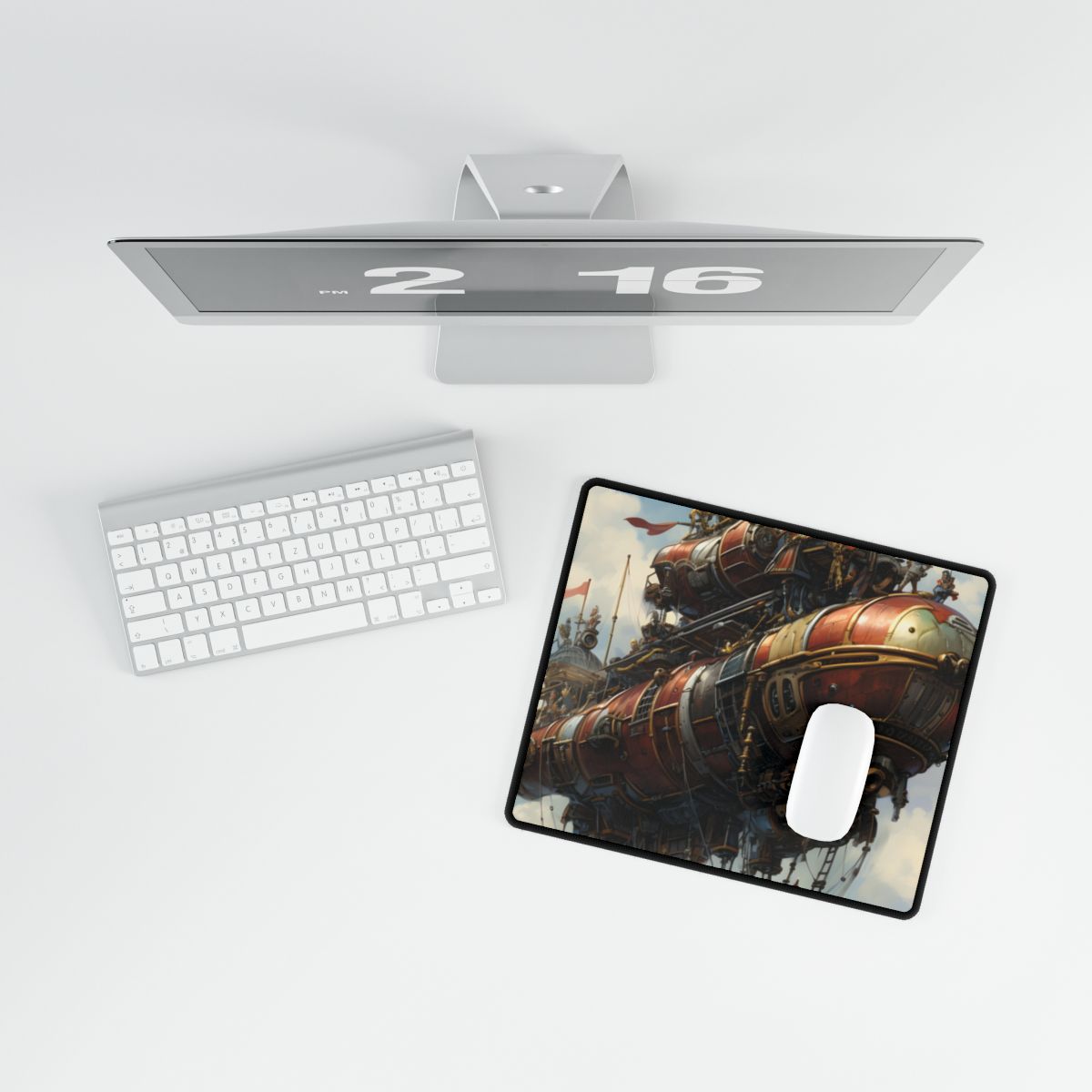 Steampunk Sky-Liner Showdown: Airship Racing in the Clouds - Desk Mat