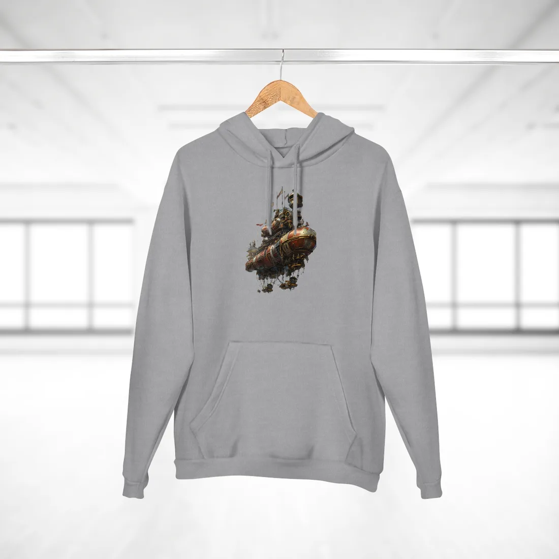 Steampunk Sky-Liner Showdown: Airship Racing in the Clouds Hoodie - Hoodie (Heather Grey)