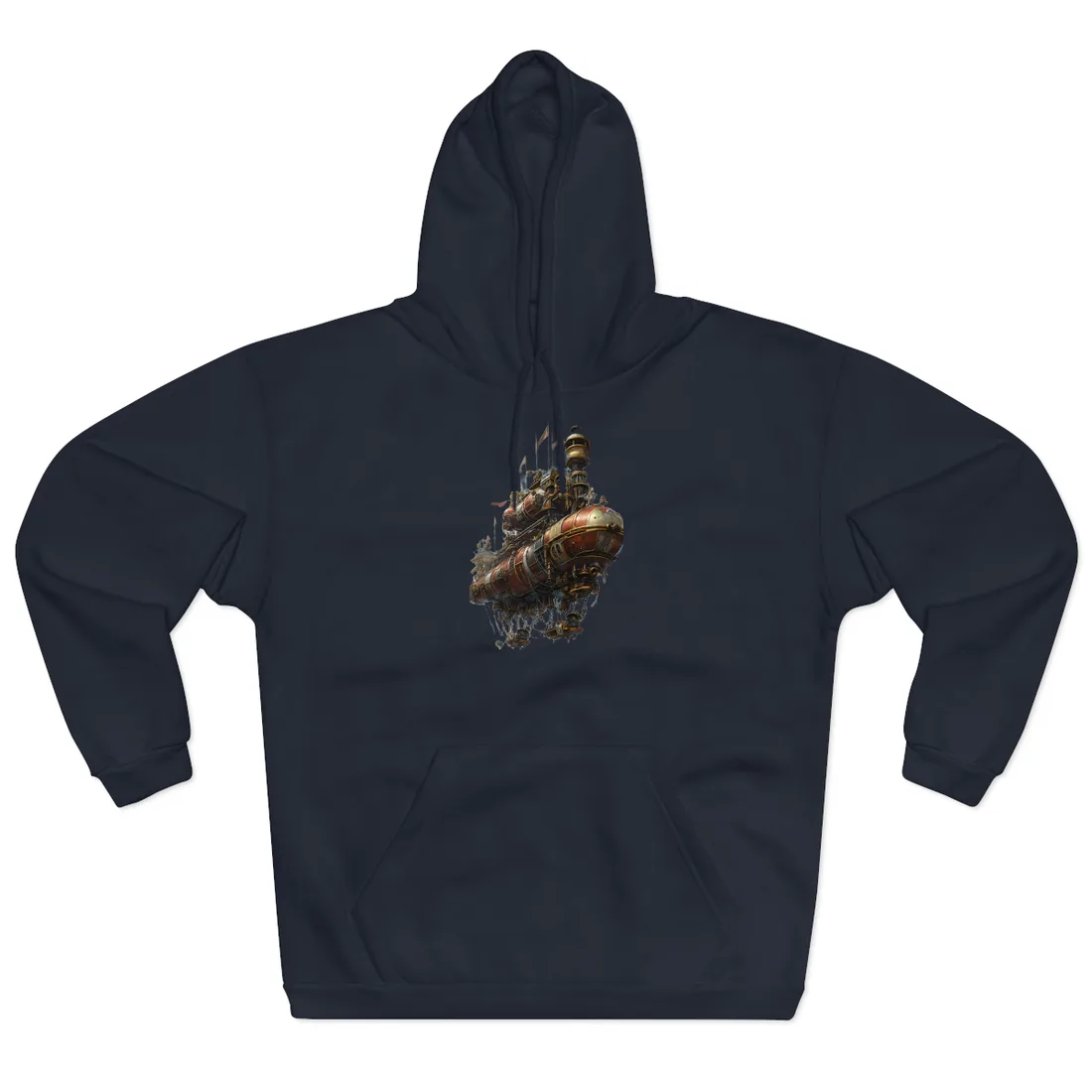 Steampunk Sky-Liner Showdown: Airship Racing in the Clouds Hoodie - Hoodie (Navy)