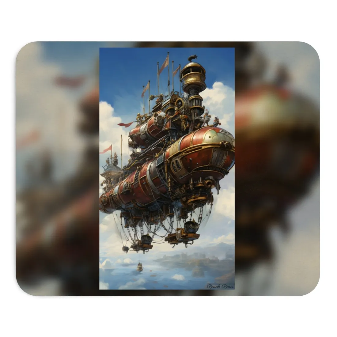 Steampunk Sky-Liner Showdown: Airship Racing in the Clouds - Mouse Pad